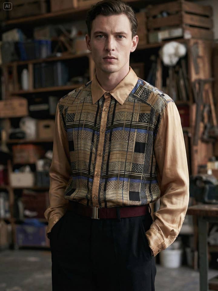 Camisa 100% Seda - Pieza Única - Talla M/L para venta al por mayor de Emile Garçon