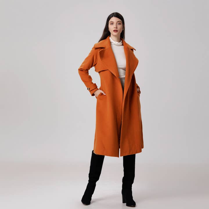 Smart and Joy - Wholesale Trench Coat - Women's - Wool coat with wide shutters14