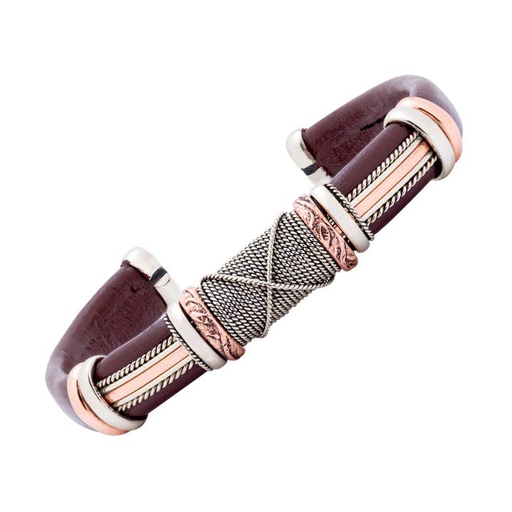 BR.ULB.0304 - Unique Leather Bracelet, Brown for wholesale by HPSilver, LLC