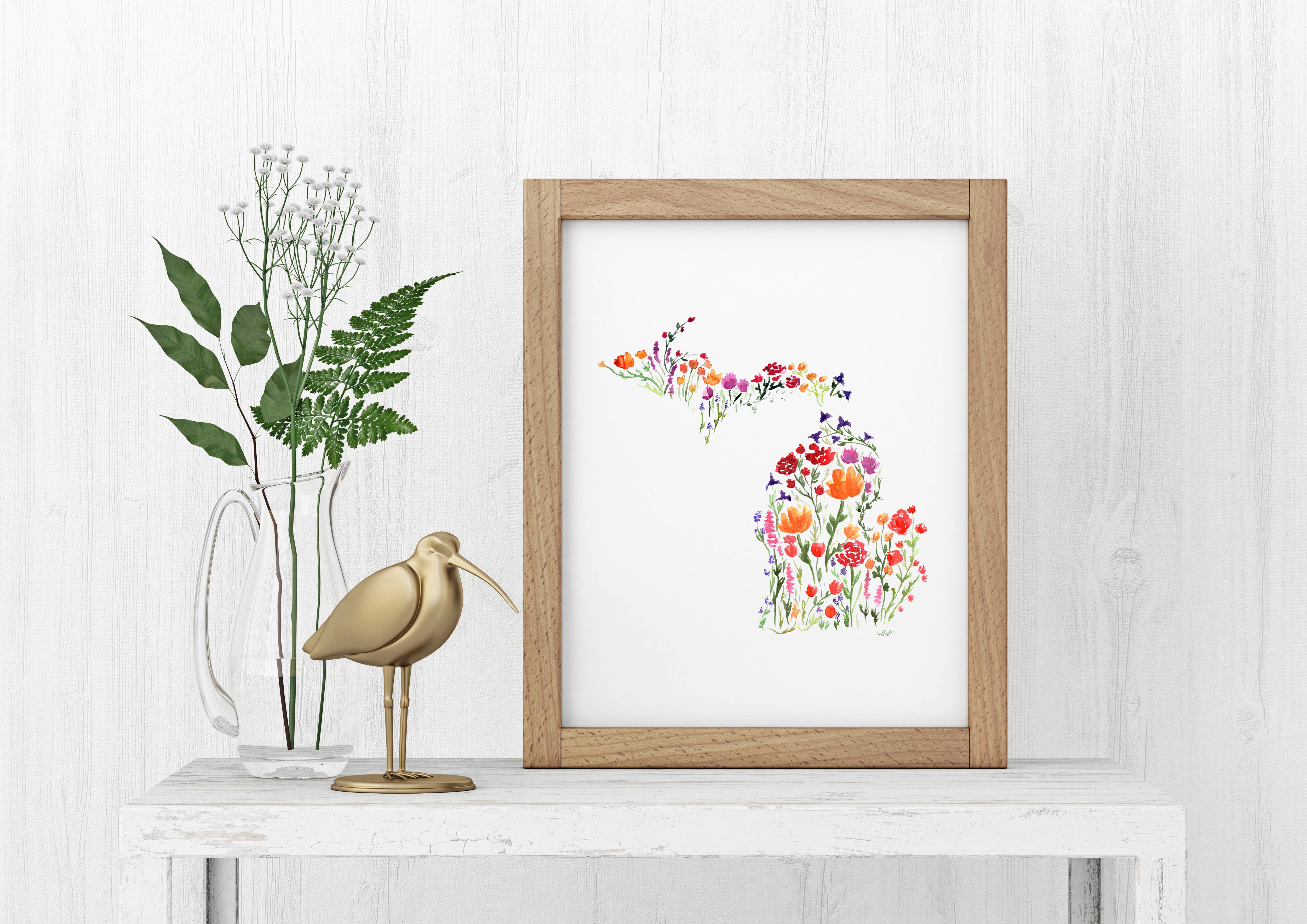 NorthHouse Creative Co. - Wholesale Art Print - Floral Michigan Watercolor Art Print7