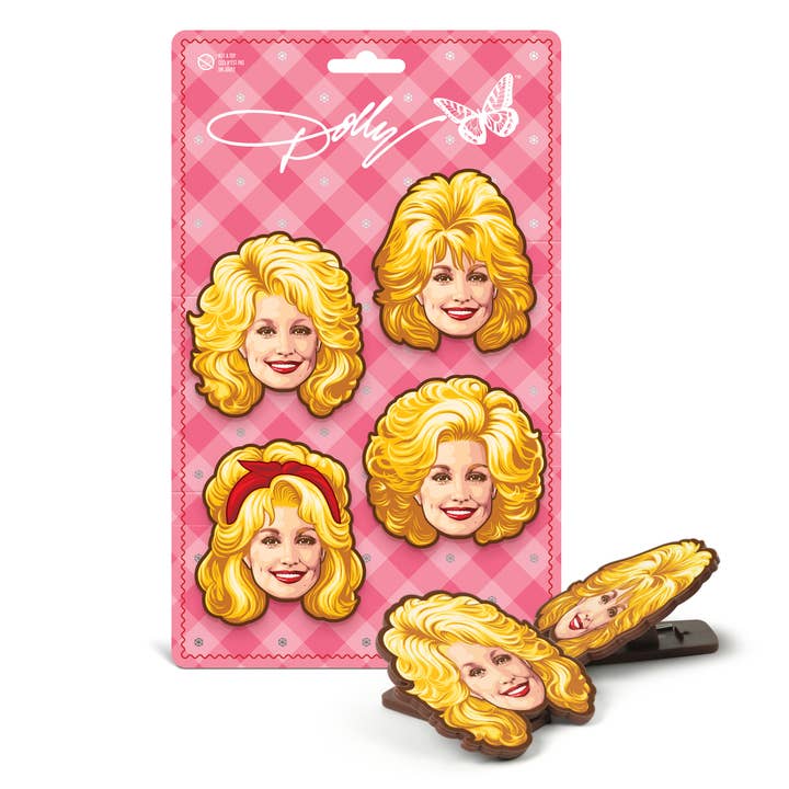 Dolly Parton Bag Clips, Set of 4, Iconic Hairstyle Designs for wholesale by Fred & Friends