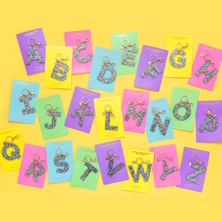 Taylor Elliott Designs - Wholesale Keychain - Women's - Keychain - Letters A - Z - Colorful Confetti - Each