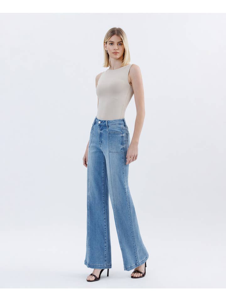 HOLLY HIGH RISE FULL LENGTH EXTREME WIDE LEG JEANS LV1702 for wholesale on Faire8