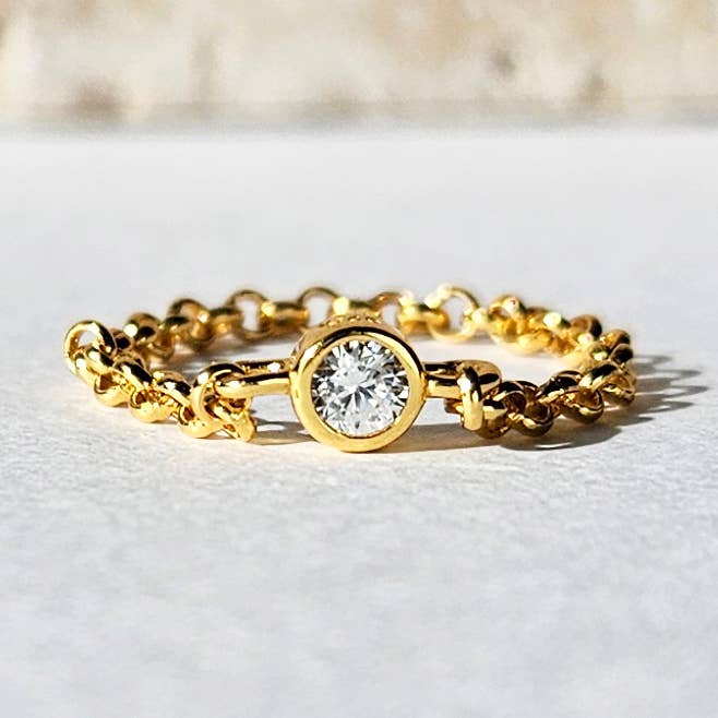 ANELLO A CATENA SOTTILE SOLITARIO - R-F12156 per la vendita all'ingrosso da parte di HolyBang Jewels