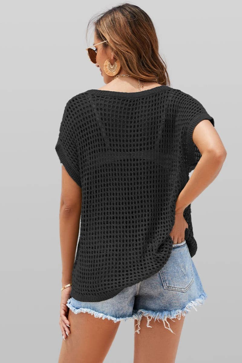 NINEXIS - Wholesale Knit Top - Women's - CWTBLS0762_BEACH SEXY KNIT CUT-OUT BATSLEEVE TOP12