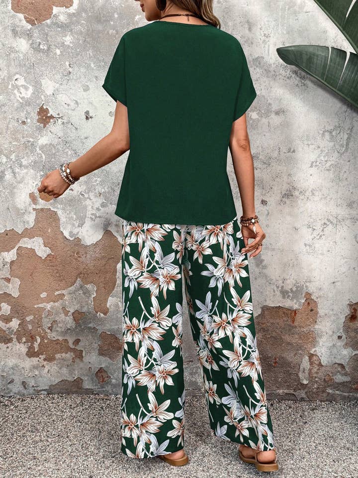 Wholesalesir - Wholesale Top & Pant Set (NOT Loungewear) - Women's - Head Print Round Neck Casual Suit4