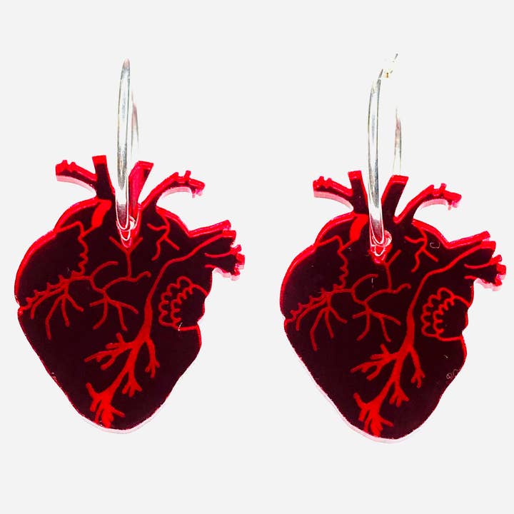 Anatomical Heart Hoop Earrings for wholesale by anamarinastudio