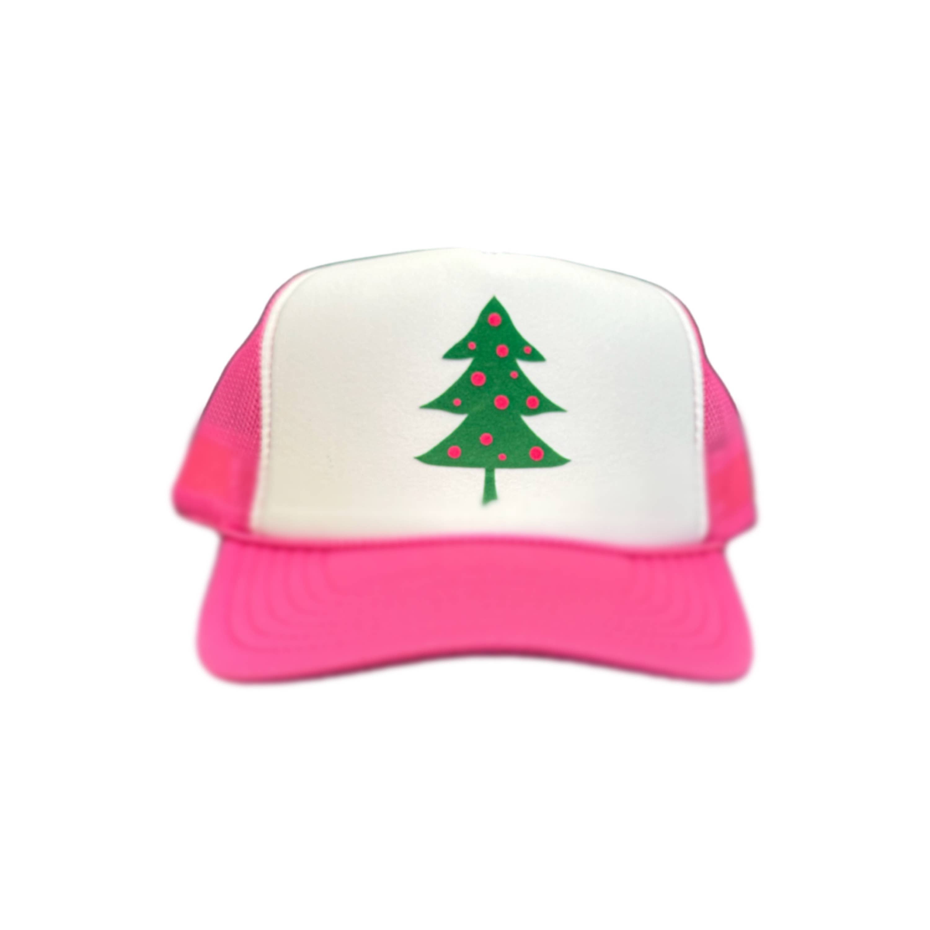 Littlebrightbird - Wholesale Trucker Hat - Women's - Holiday  - Velvet Tree White/Hot Pink Trucker1