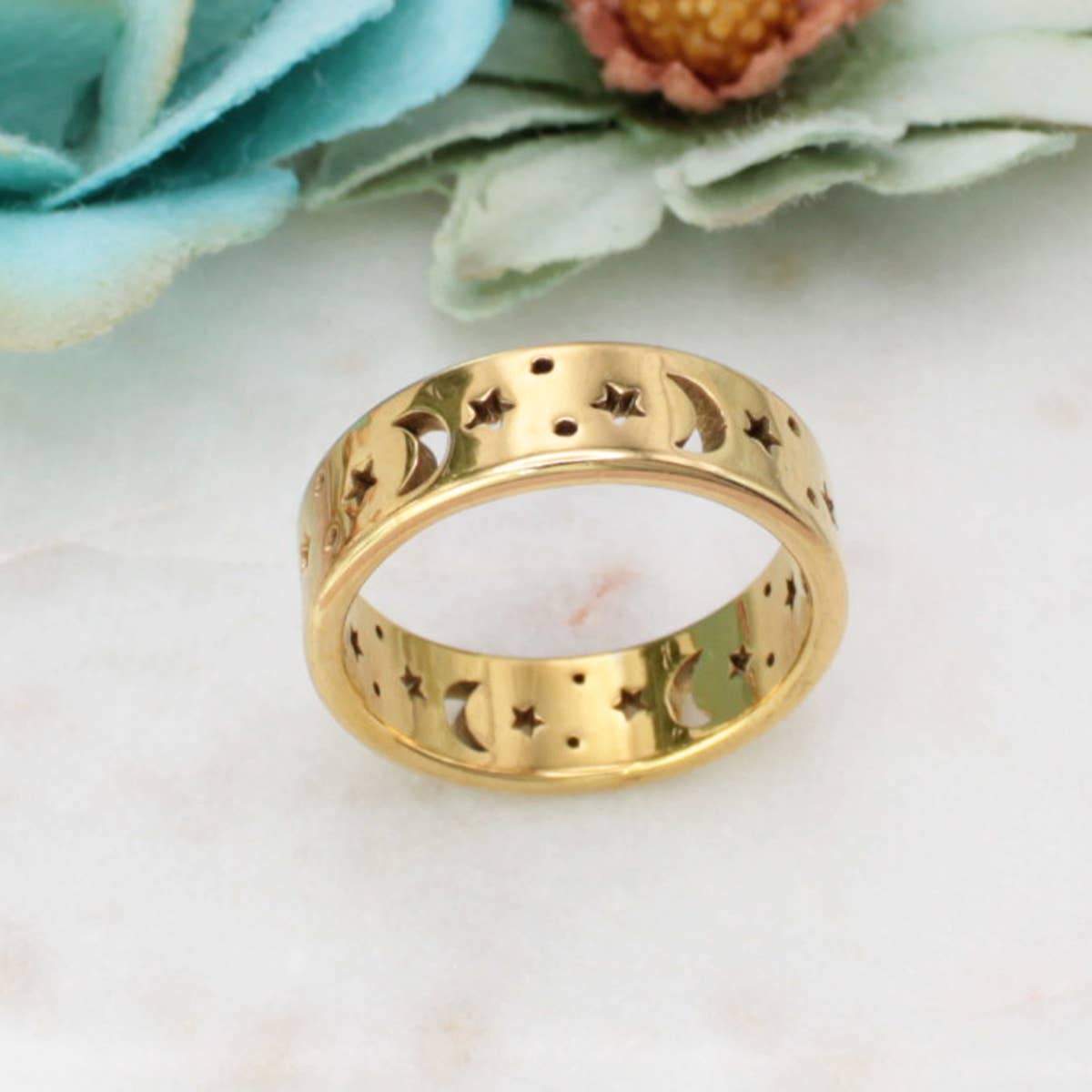ZAD - Wholesale Band/Stacked Ring - Celestial Dream Moon Star Band Ring2