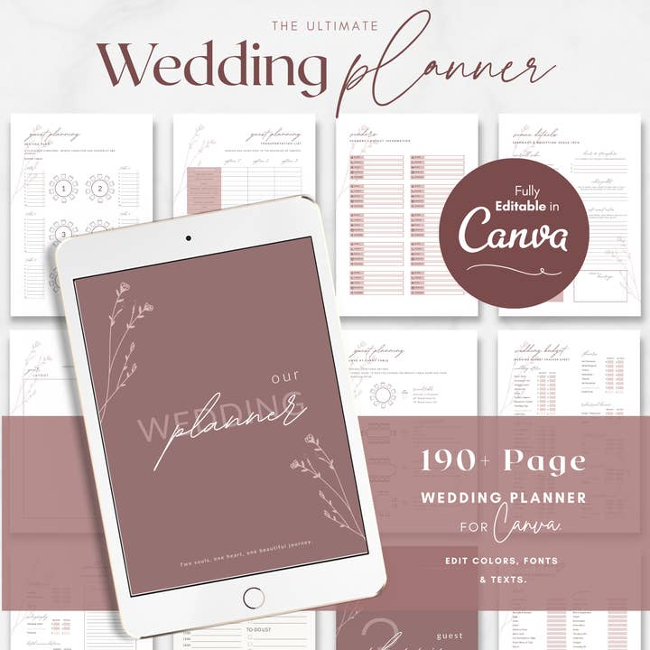 Planificateur de mariage numérique pour la vente par PureAmoreDesigns