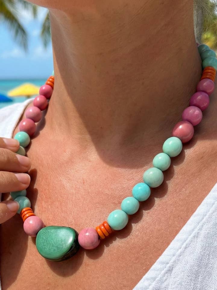 Collar Pilar Tagua - Collar Doce Verano para venta al por mayor de Pretty Pink Eco-Jewellery