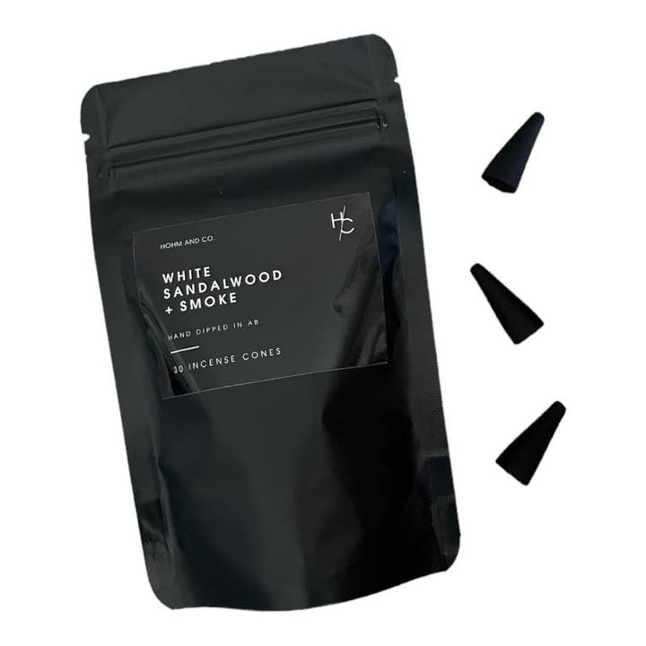 WHITE SANDALWOOD + SMOKE - INCENSE CONES for wholesale by Hohm and Co.