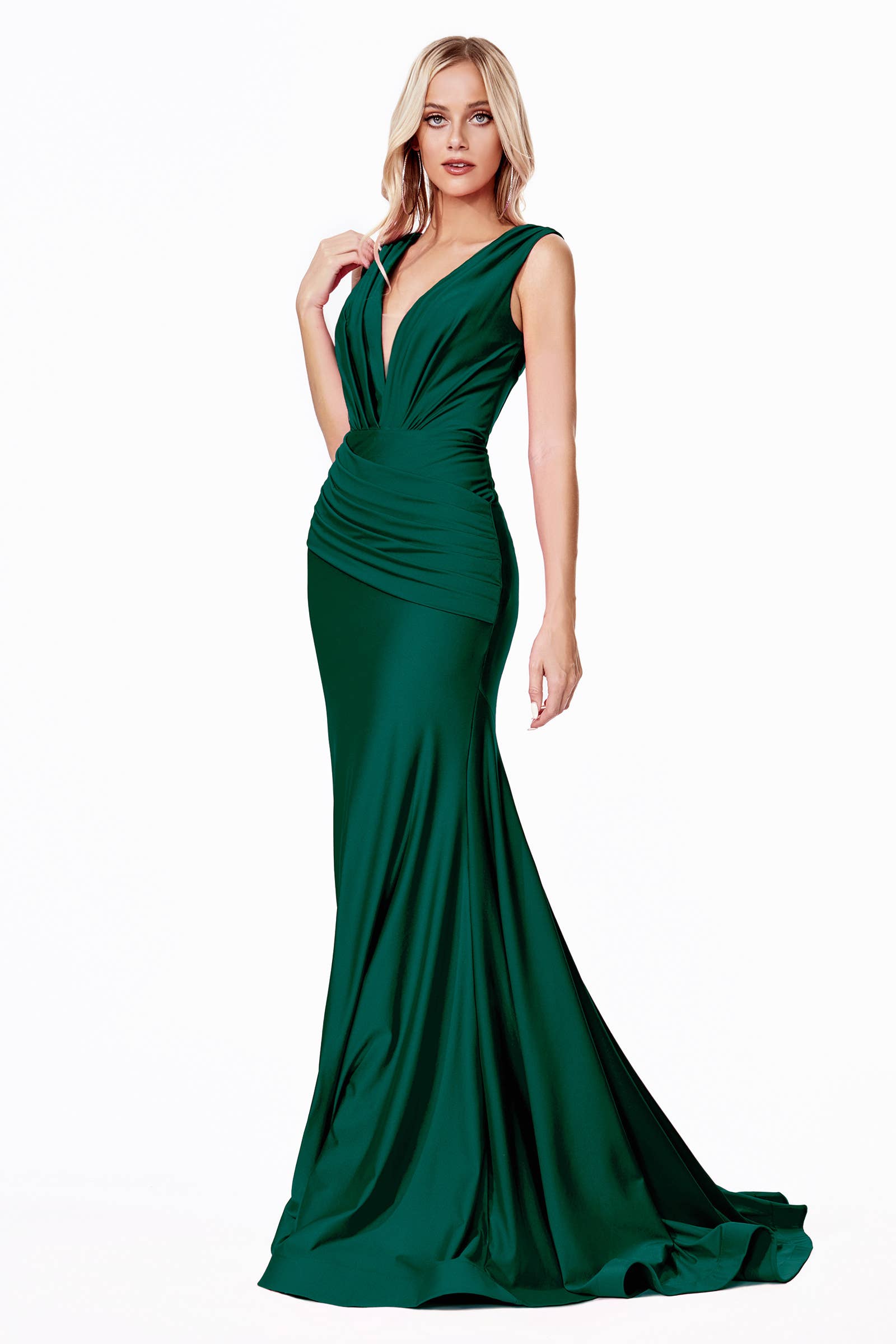 Ladivine by Cinderella Divine - Wholesale Gown - Women's - Mermaid Fit Stretch Satin Evening Gown7