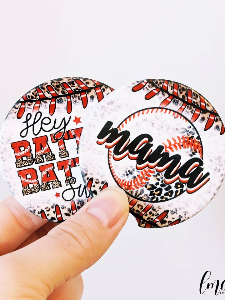 Baseball Car Coasters | Baseball Mom | Hey Batter Batter for wholesale by Layla May Co