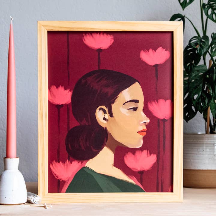 11x14 Red Woman Art Print - Recycled Eco-Friendly for wholesale by Shawna Smyth Studio