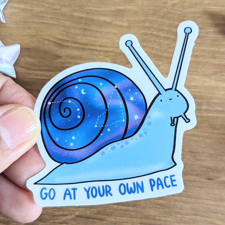 Jem and Cozy - Wholesale Phone & Laptop Stickers - Go At Your Own Pace Galaxy Snail Sticker0