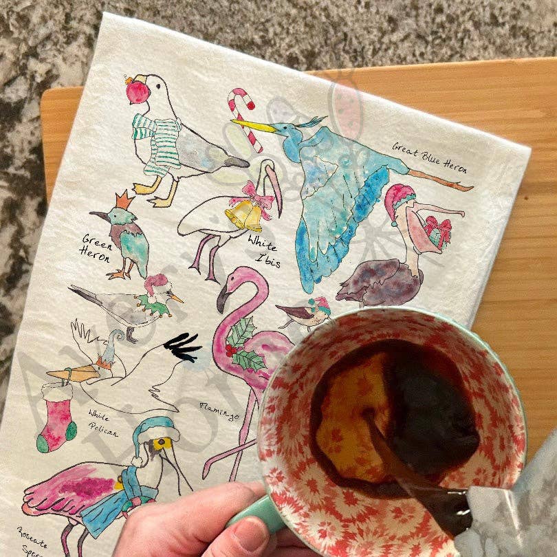 Avery's Home - Wholesale Tea Towel - Christmas Coastal Birds Holiday Kitchen Décor Tea Towel3
