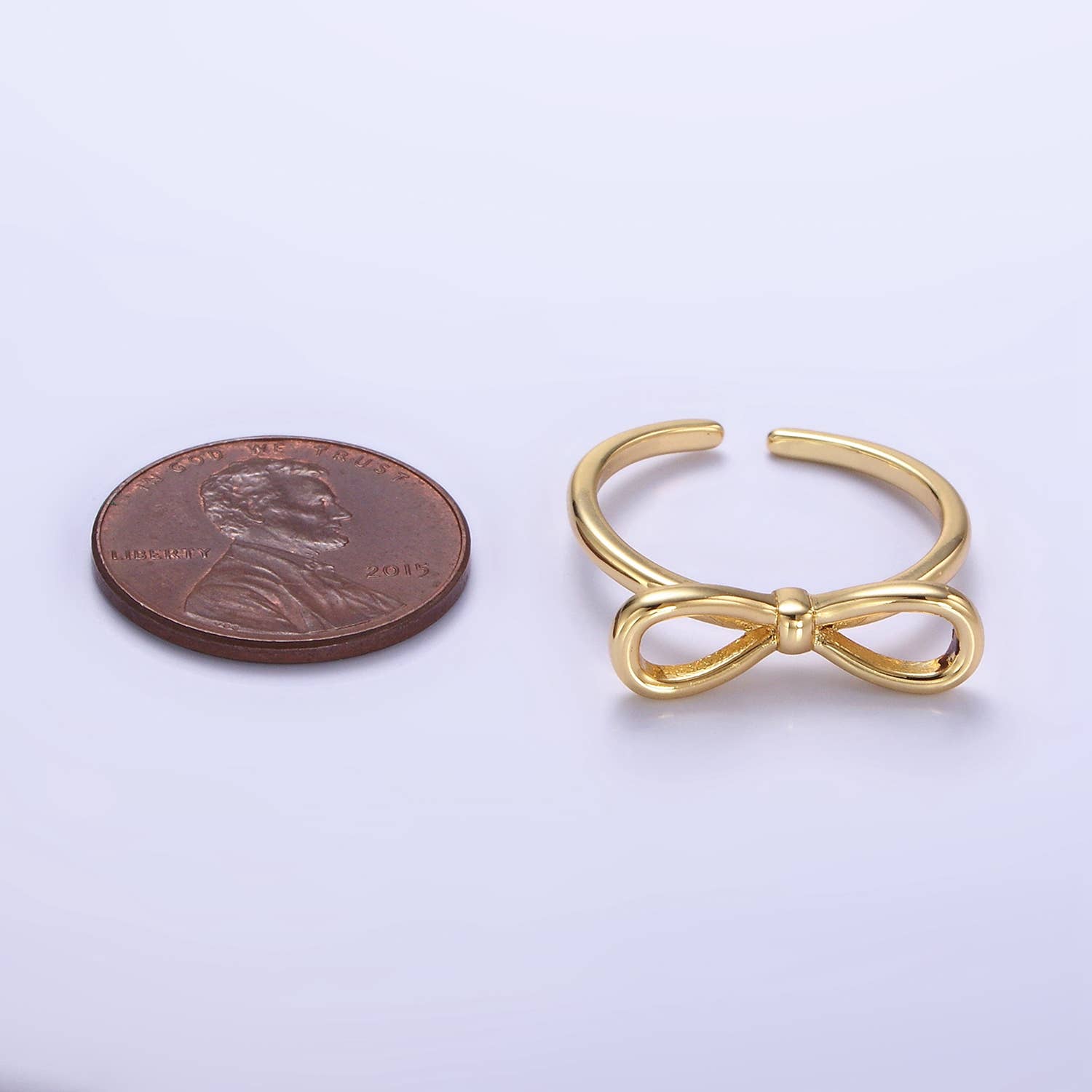 Aim Eternal - Wholesale Band/gestapelde ring - 14K goudgevulde minimalistische strikring met open lint 4