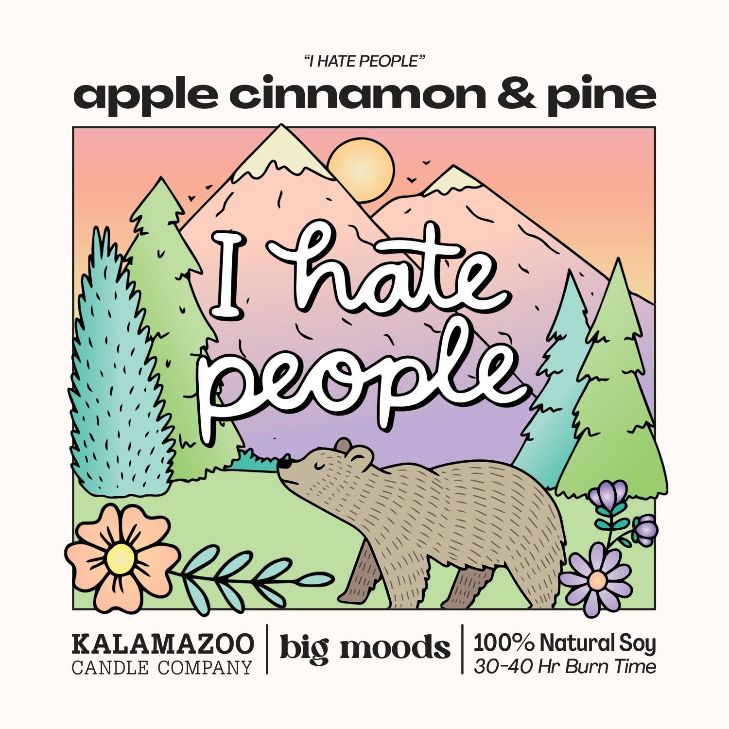 Big Moods - Wholesale Jar/Filled Candle - "I Hate People" Apple Cinnamon & Pine -  Luxury Soy Candle3