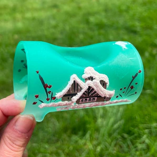 GREEN HANDMADE GLASS TEA LIGHT CANDLE HOLDER CZECH for wholesale by GSZ corporation DBA Gabriella's Gifts