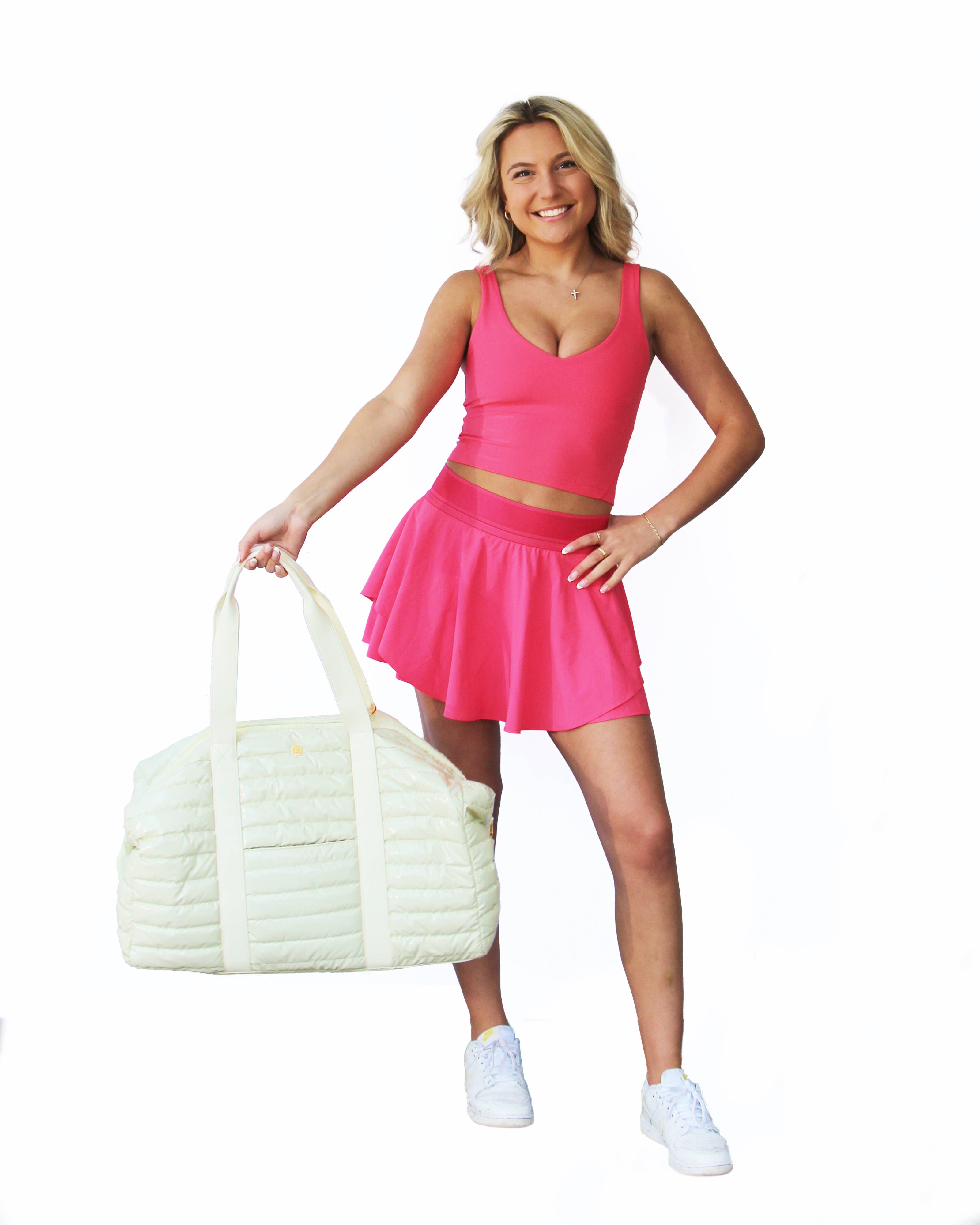 Lemonbella – wholesale Weekender bag – women's – Lemonbella Eggshell Puffer Weekender Duffle Travel Bag1