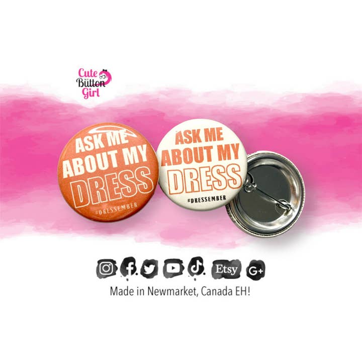 Dressember de 1,25 pulgadas y 2,25 pulgadas para venta al por mayor de Cute as a Button Girl