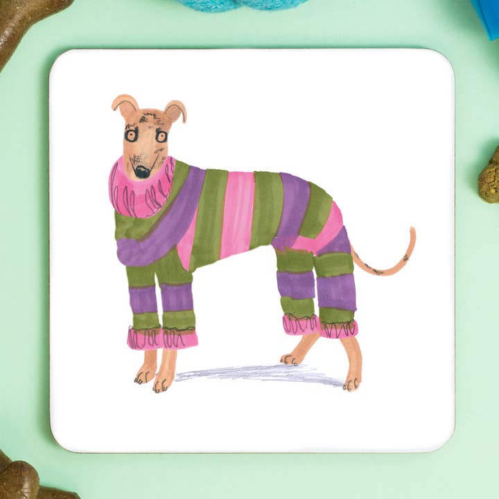 Greyhound Fashionista Coaster for wholesale by Jo Clark Design
