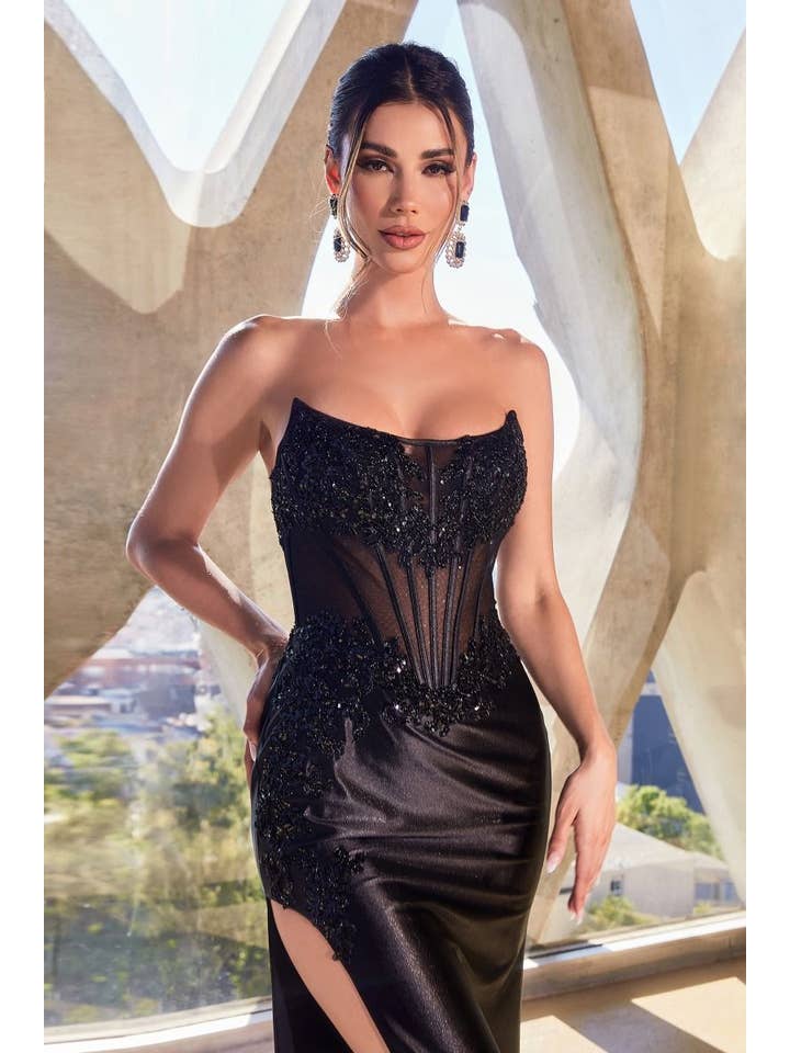 Tux-USA® - Wholesale Gown - Women's - Strapless Lace & Satin Dress4