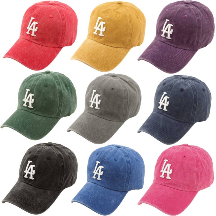 anbfashion - Wholesale Baseball Cap - Unisex - NEW COLOR LA 3D EMBROIDERY PIGMENT BASEBALL CAP