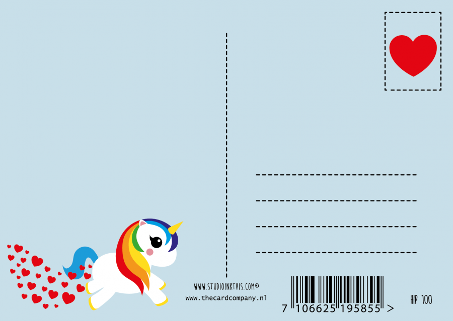 Studio Inktvis - Venta al por mayor Tarjeta postal - Postal I Love You More Than A Unicornio1