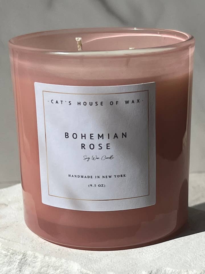 Bohemian Rose Sojavaxljus för wholesale av Cat’s House of Wax