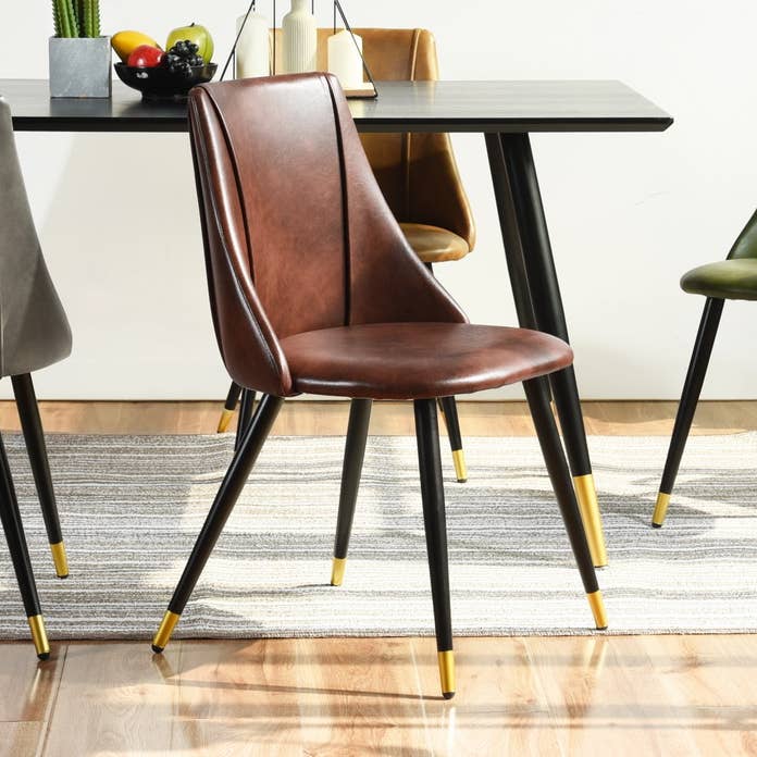 32.7"H Modern Leather Dining Chair in Dark Brown for wholesale by 39F Inc.