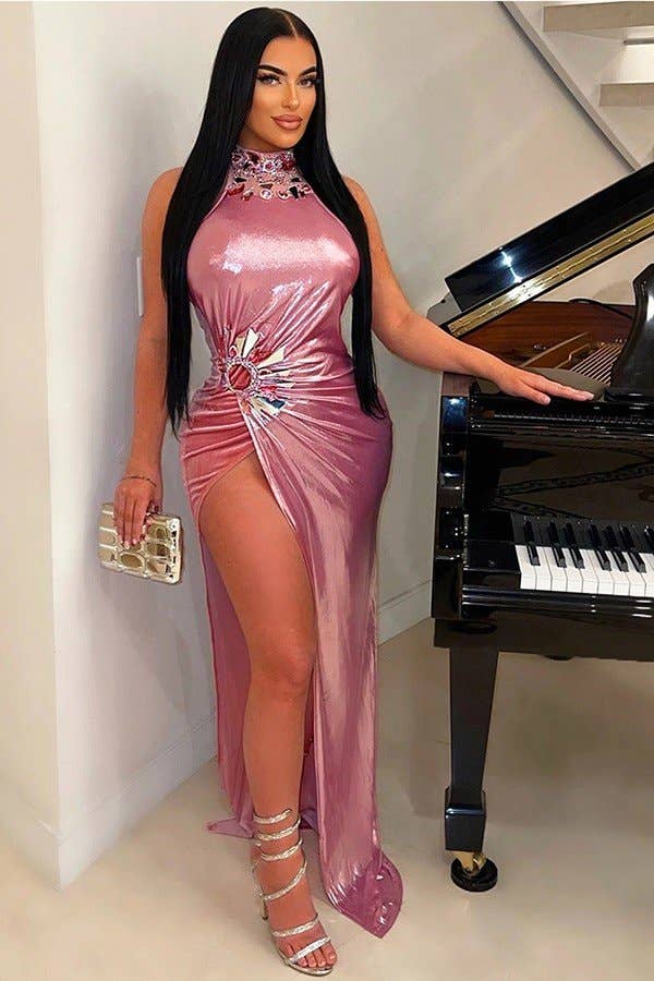 Aria Romance - Wholesale Dress - Women's - Sleeveless High-Slit Bodycon Dress0