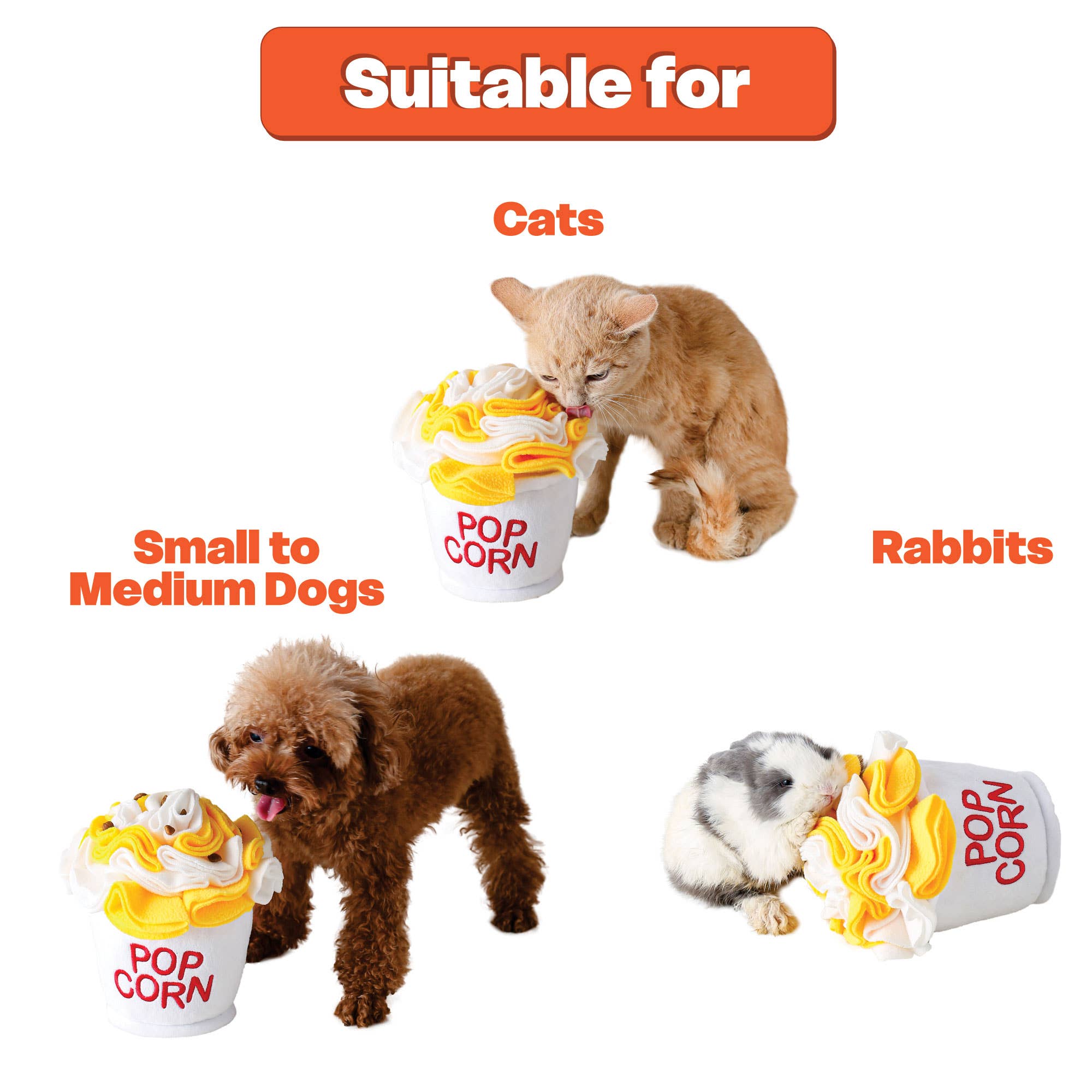 LUFTPETS - Wholesale Pet Plush Toy - Dog - Crinkly Popcorn Snuffle Toy – Treat Puzzle for Dogs & Cats5
