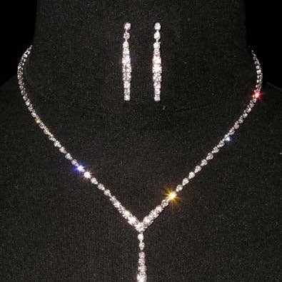 #14284 - Feine abgestufte Linie Drop Hals und Ohr Set für den Großhandel von Bridal Store Jewelry