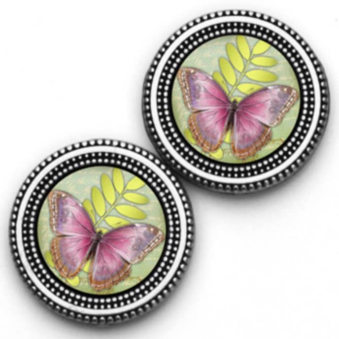 Conjunto de pinos de botão magnético com imagem de borboleta vermelha por atacado de MagneButton