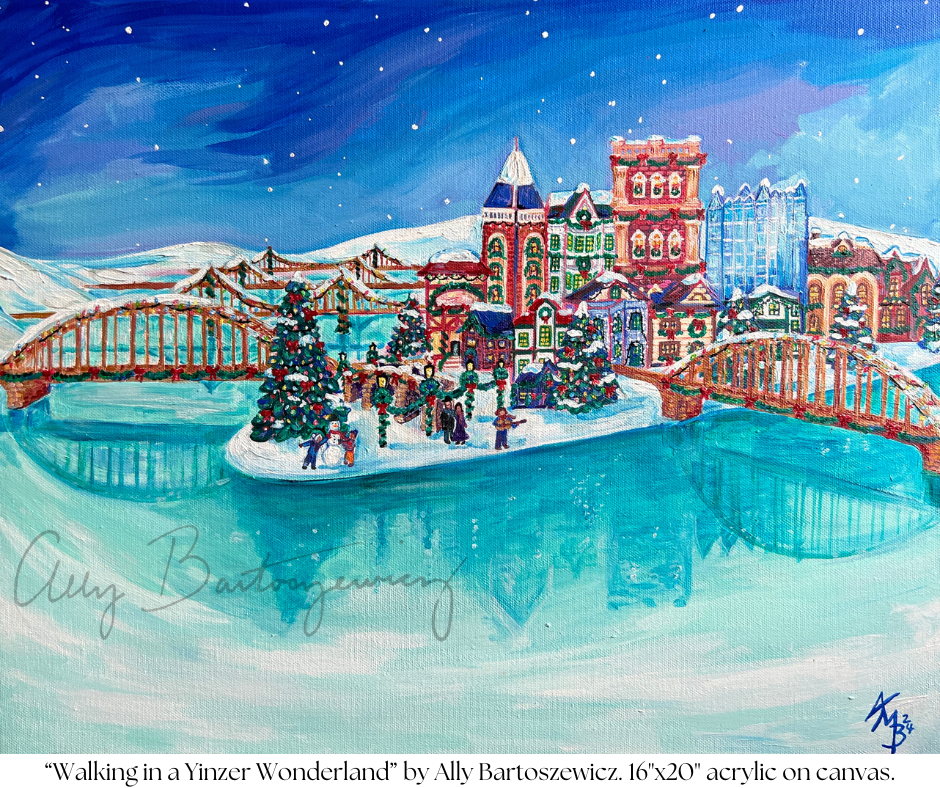 Ally Bartoszewicz Art - Wholesale Art Print - "Walking in a Yinzer Wonderland" 5x7 print with 8x10 mat 1