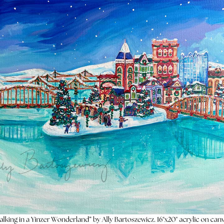 Ally Bartoszewicz Art - Wholesale Art Print - "Walking in a Yinzer Wonderland" 5x7 print with 8x10 mat 1