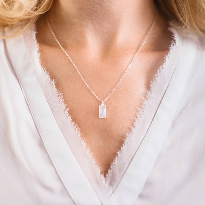 hope love shine - Wholesale Pendant/Charm Necklace - Genuine Moonstone Pendant, Sterling Silver 18" Chain