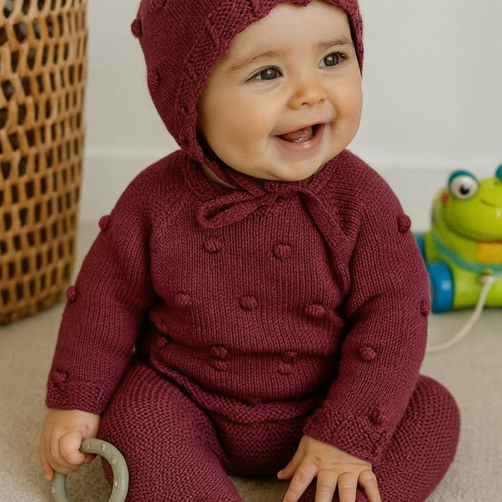 Cotton Socks - Wholesale Clothing Set - Baby - 473 3-piece knit set (Popcorn) 100% acrylic7