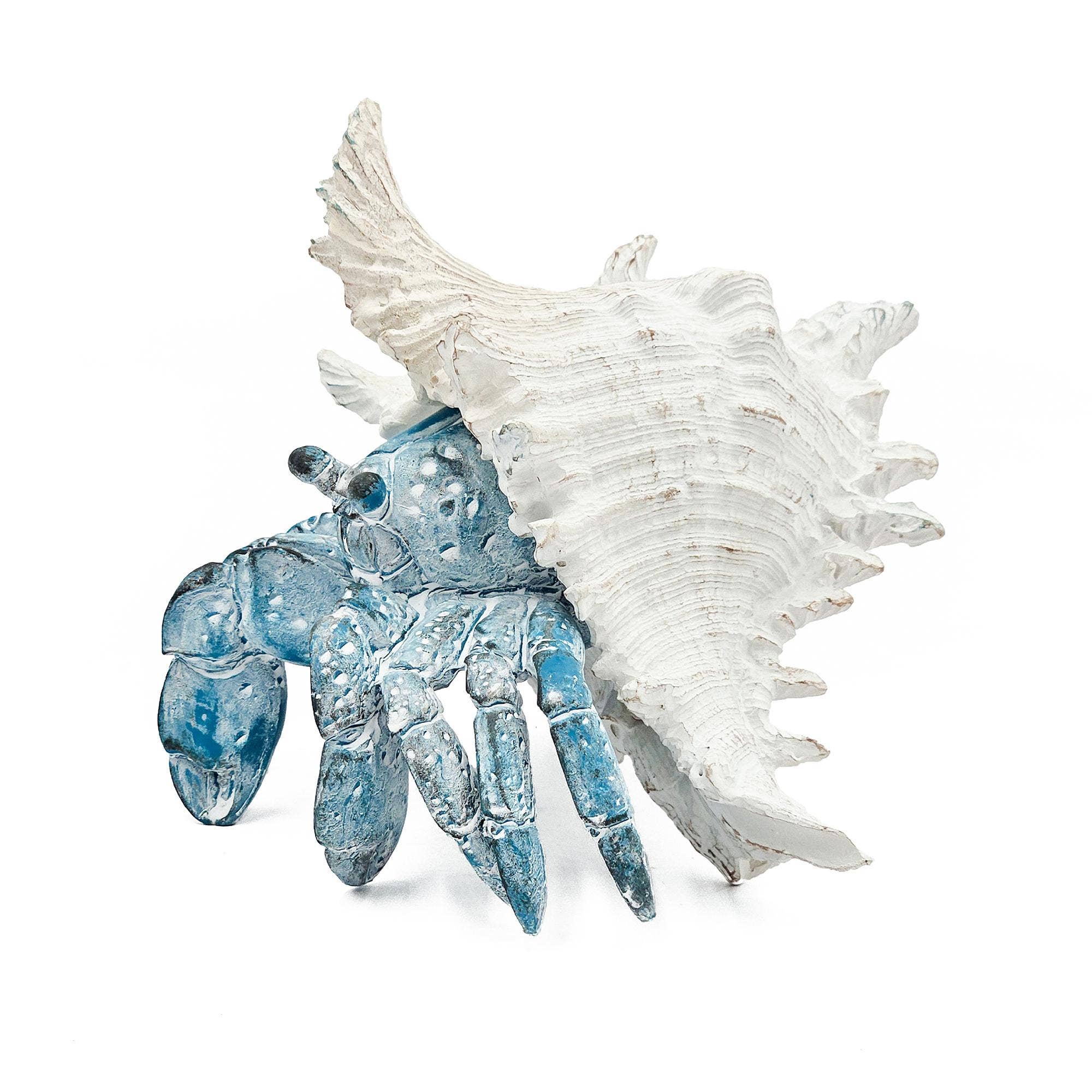 A&B Home Group Inc. - Wholesale Decorative Tabletop Object - 7.3x7x5.7" Lifelike Blue Hermit Crab Figurine w/ White Shell5