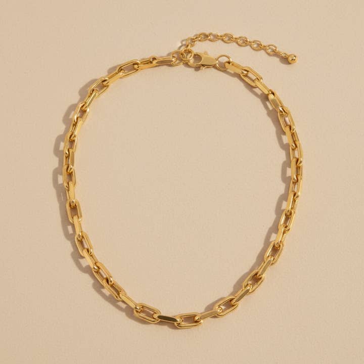 Isla Link Chain Necklace Waterproof 18k Gold Plated Modern for wholesale by Gold Lunar