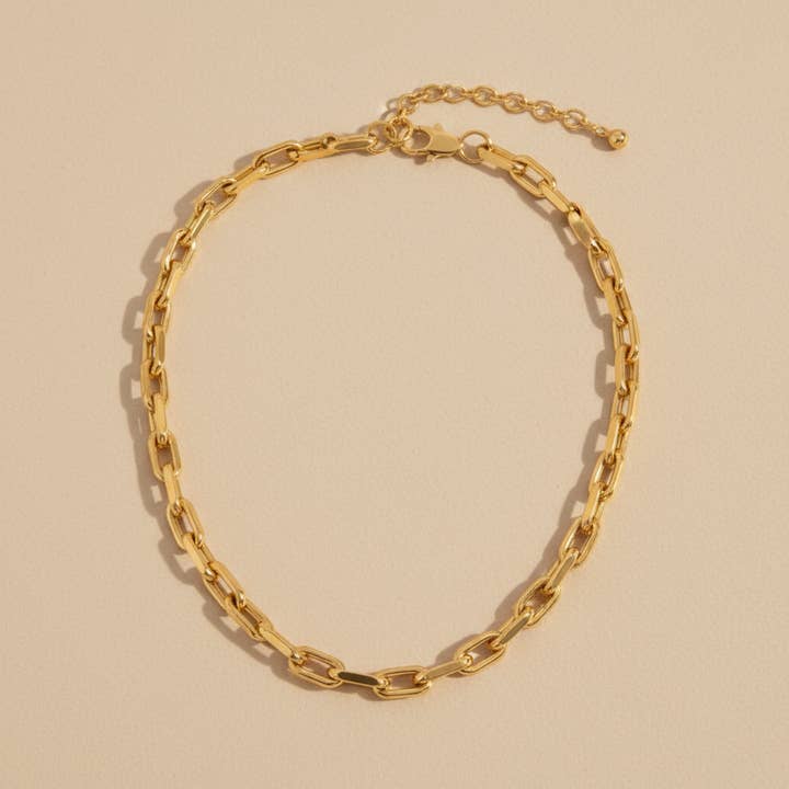 Isla Link Chain Necklace Waterproof 18k Gold Plated Modern for wholesale by Gold Lunar