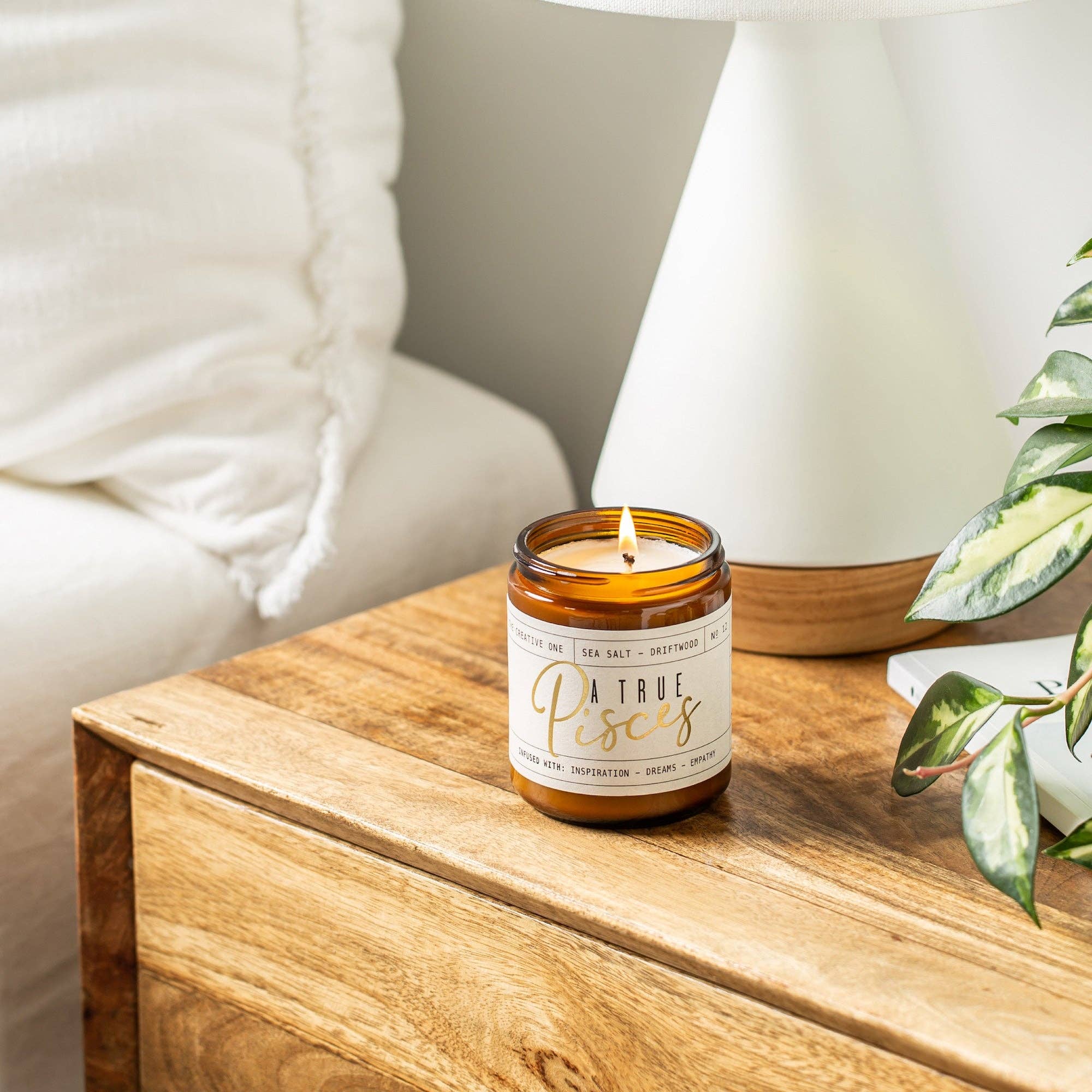 Soy and Sass - Wholesale Jar/filled candle - Pisces Soy Candle - Amber Jar - 9 oz2