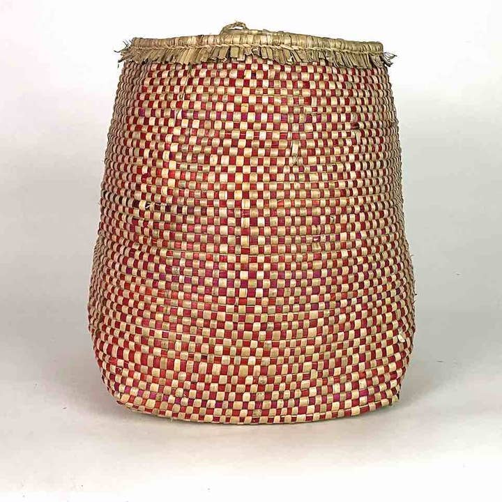 Medium Deep Solid Red Woven Flexible Swampgrass Basket - Togo for wholesale by The Niger Bend