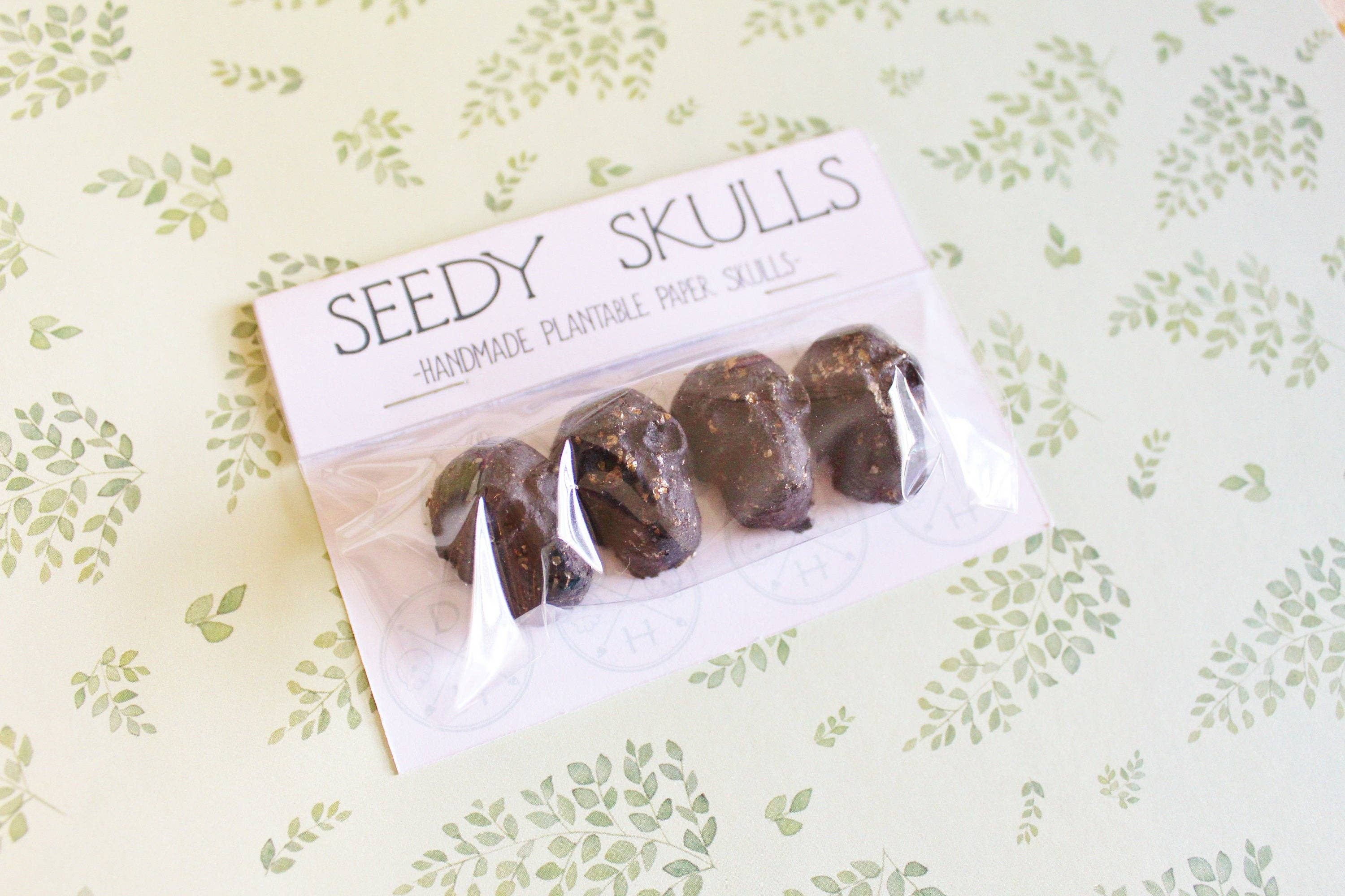 Darling Homebody - Wholesale Plant Seeds - 4 Pack Black Plantable Paper Skulls / Seed Bombs / Seedy Skulls Pack / Recycled Paper Pulp Craft / Spring Summer Small Gift / Wild Flowers1