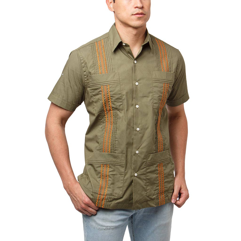 Paris Texas Apparel Co. - Wholesale Button Down Shirt - Men's - Hunting Classic Guayabera - Olive6