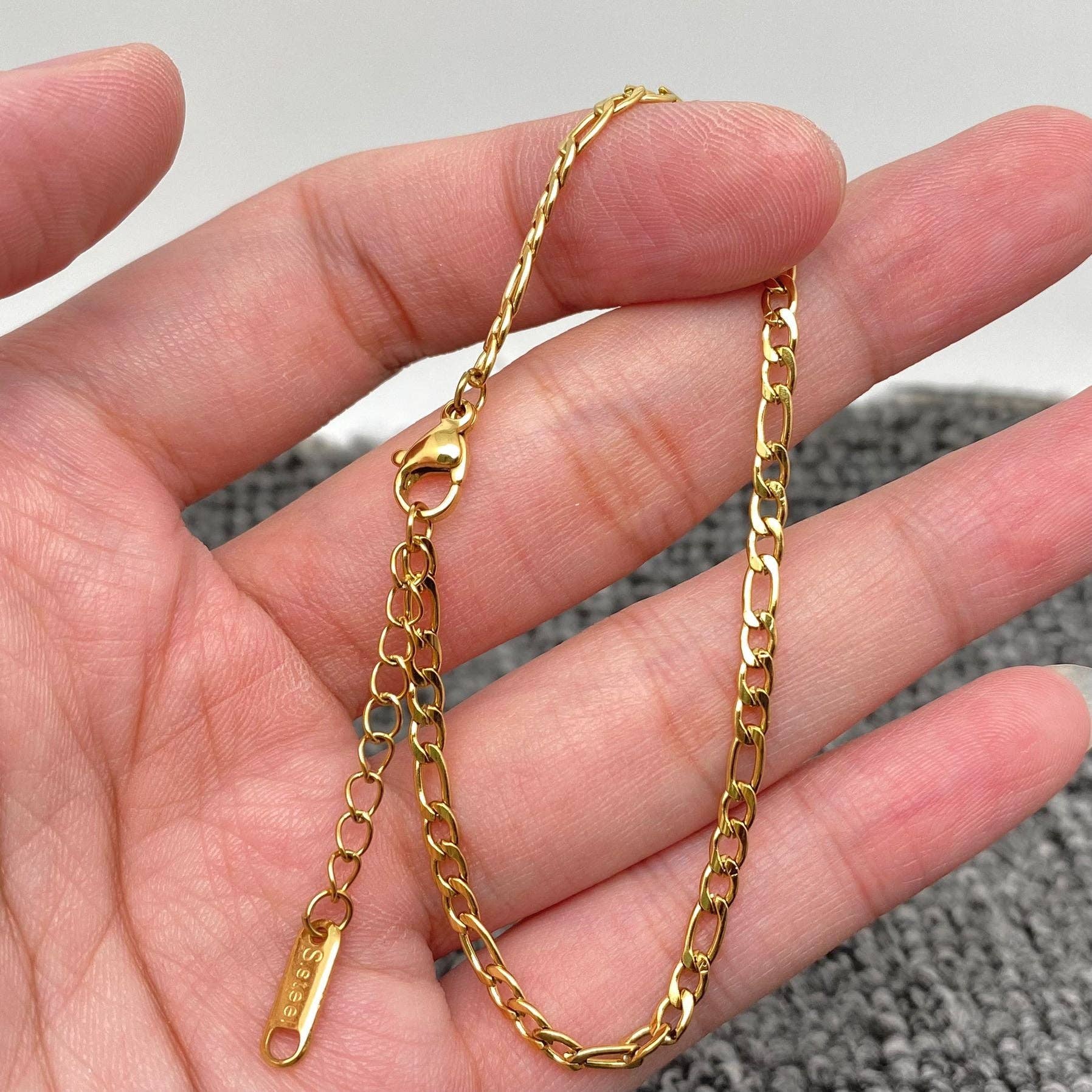 Mio Queena - Wholesale Link & Chain Necklace - Multi Style 18K Golden SS bracelet Chain DIY Accessories-FGS20