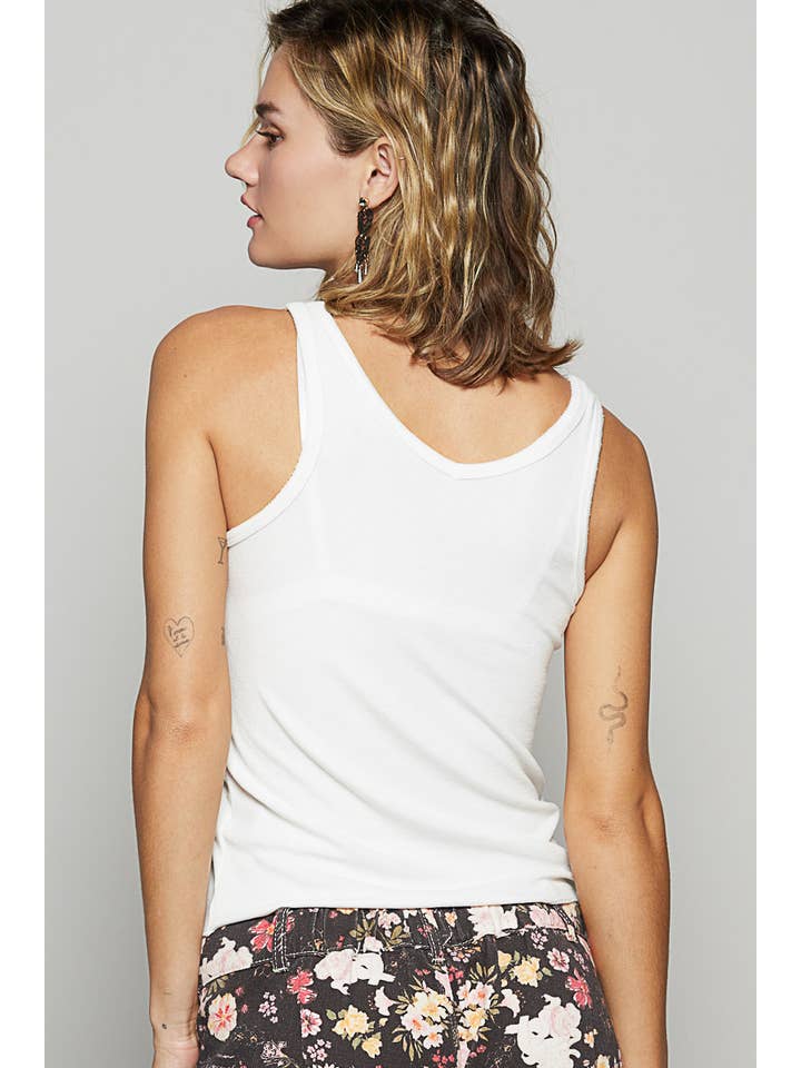 Pol Clothing - Wholesale Knit Top - Women's - N-neck sleeveless ribbed solid basic top SALE