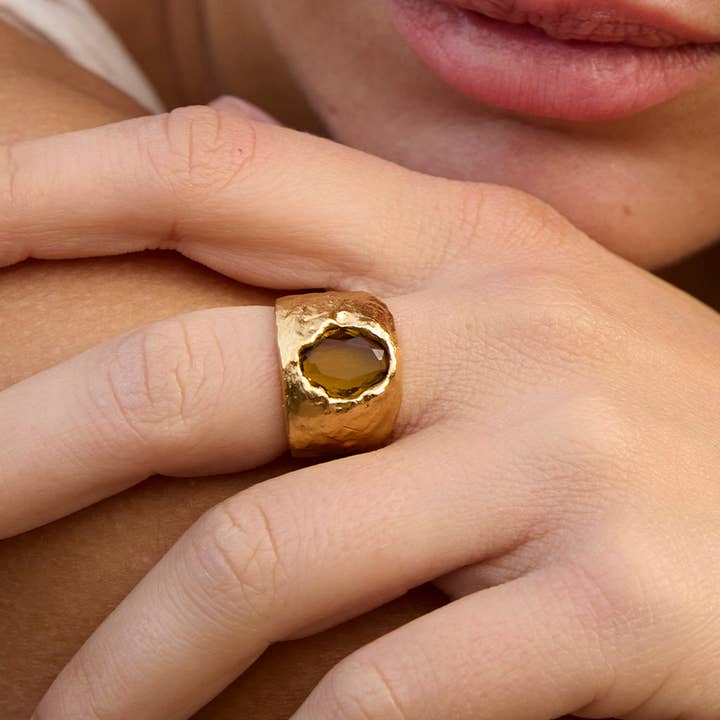 Agapée Jewelry - Wholesale Single Stone/Solitaire Ring - Carmen Dark Green Ring | Jewelry Gold Gift Waterproof